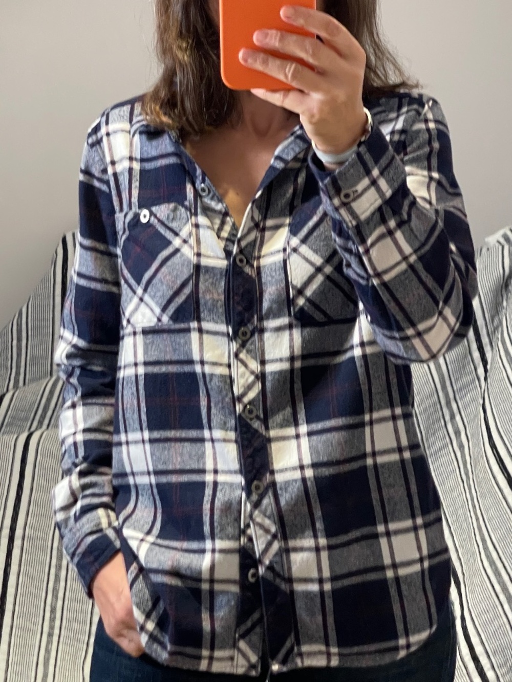 LA Hearts shirt plaid darl blue medium